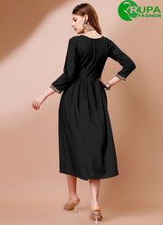 New Designer Black Color Rayon Designer with Embroidered Work Kurti